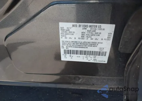 2017 Ford Edge Se z USA, uszkodzony, nr VIN 2FMPK3G90HBB89236